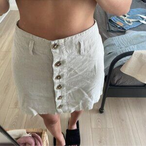 Linen fabric mini high waist skirt